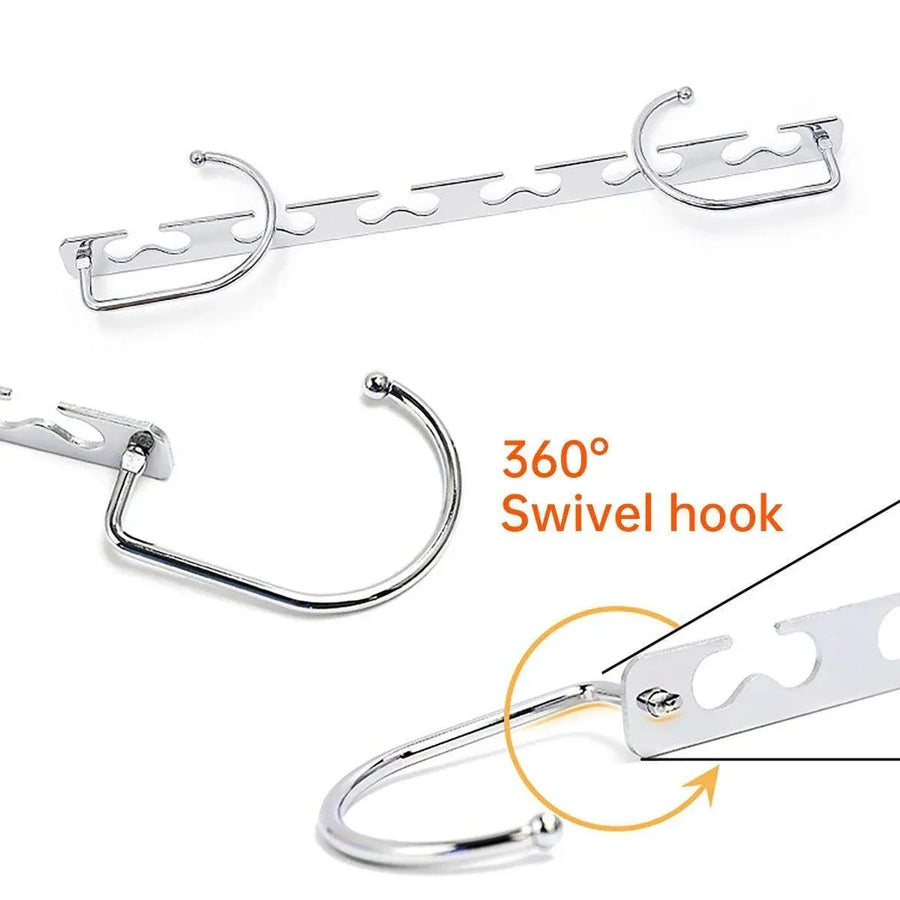 Clothes Hanger Space Saving Hook Folding Wardrobe Multipurpose Rack Coat Pants - 12PCS