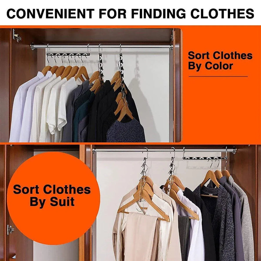 Clothes Hanger Space Saving Hook Folding Wardrobe Multipurpose Rack Coat Pants - 24PCS