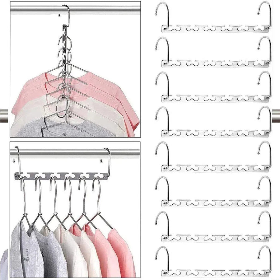 Clothes Hanger Space Saving Hook Folding Wardrobe Multipurpose Rack Coat Pants - 24PCS