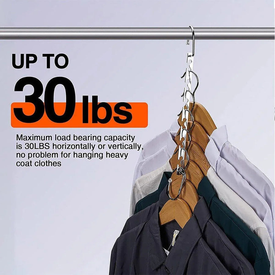 Clothes Hanger Space Saving Hook Folding Wardrobe Multipurpose Rack Coat Pants - 3PCS