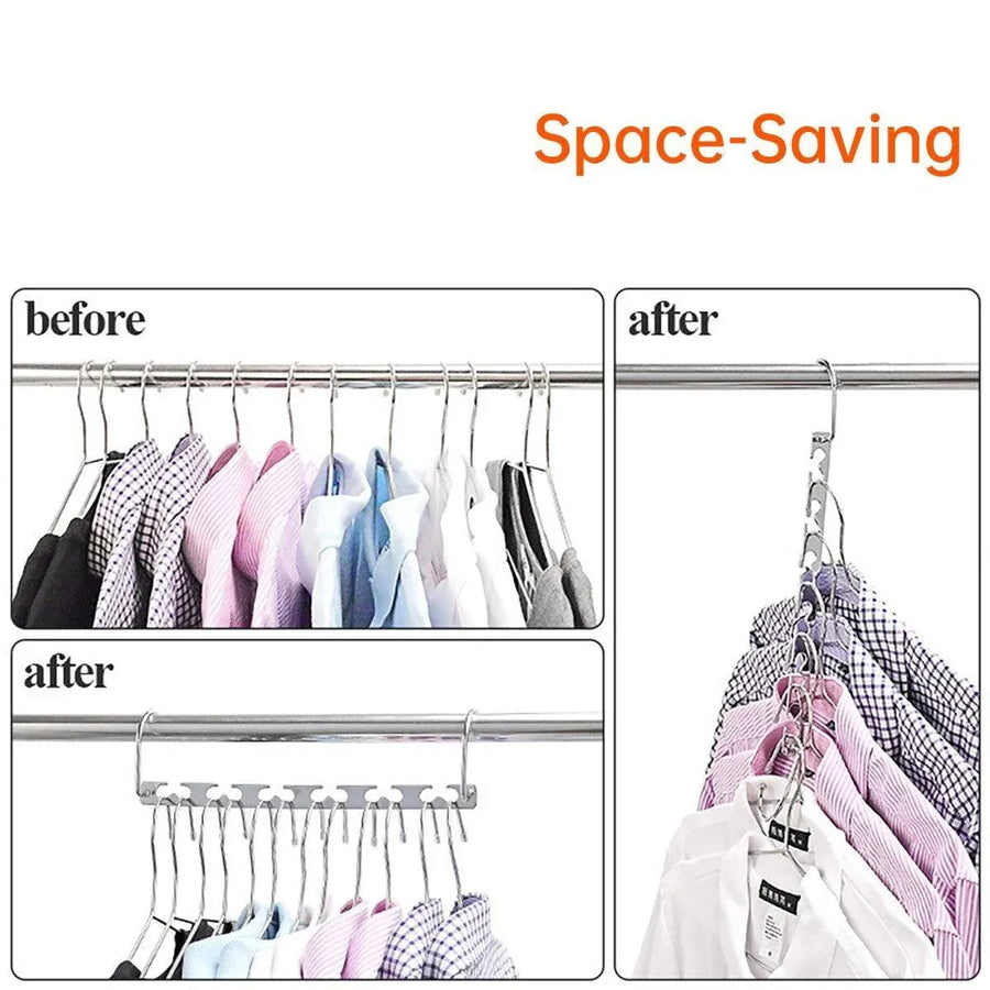 Clothes Hanger Space Saving Hook Folding Wardrobe Multipurpose Rack Coat Pants - 3PCS