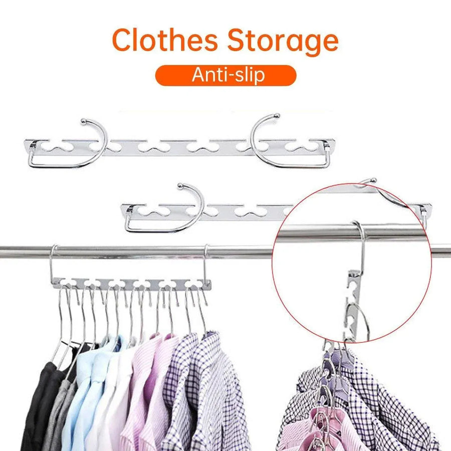 Clothes Hanger Space Saving Hook Folding Wardrobe Multipurpose Rack Coat Pants - 3PCS
