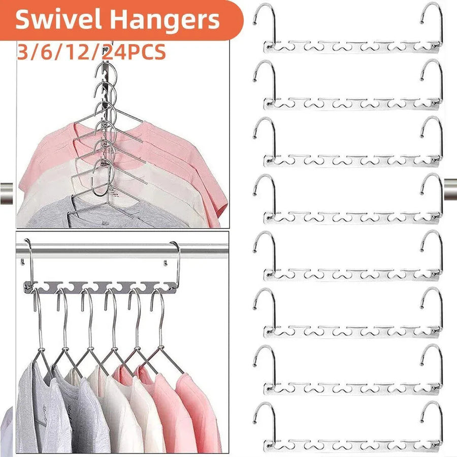Clothes Hanger Space Saving Hook Folding Wardrobe Multipurpose Rack Coat Pants - 3PCS