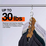 Clothes Hanger Space Saving Hook Folding Wardrobe Multipurpose Rack Coat Pants - 6PCS - Top-Down View