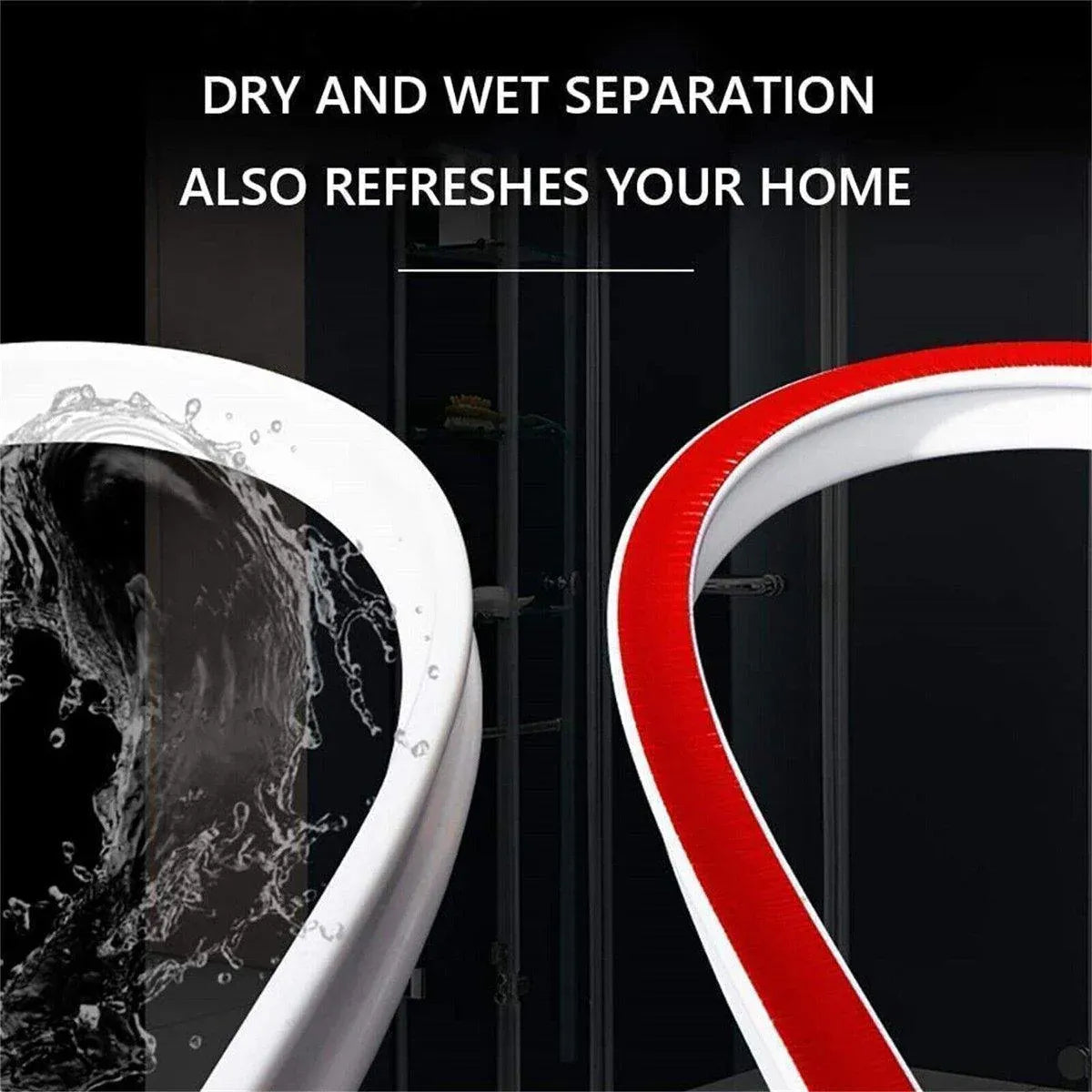 100-300CM Silicone Shower Water Barrier Bathroom Waterproof Strip Self-Adhesive - 100CM