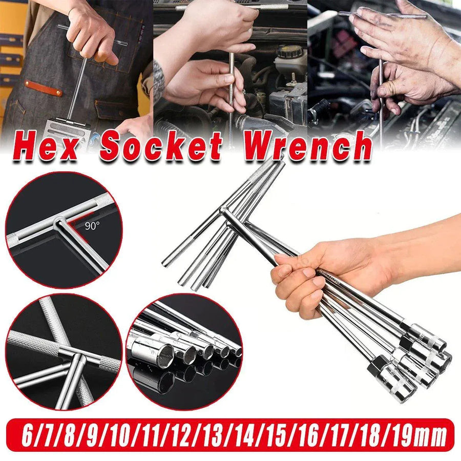 6-19mm Steel T Shaped Hex Wrench Hand Tool Spanner Socket Adapter Repair - 10mm