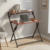 Double Layer Foldable Desk Sturdy Frame Heavy Duty for Home Office - Extra Image