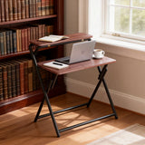 Double Layer Foldable Desk Sturdy Frame Heavy Duty for Home Office - Extra Image