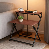 Double Layer Foldable Desk Sturdy Frame Heavy Duty for Home Office - Extra Image
