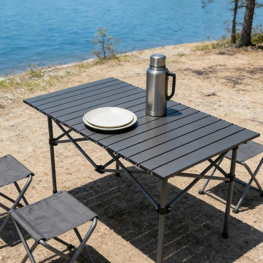 Folding Outdoor Camping Table Portable Aluminium Top Picnic Beach Garden