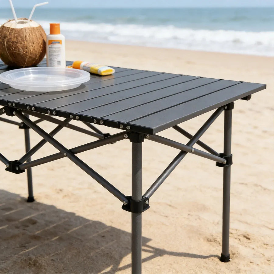 Folding Outdoor Camping Table Portable Aluminium Top Picnic Beach Garden