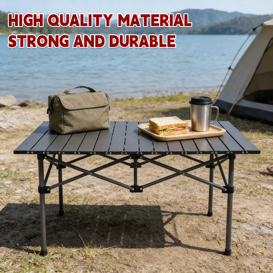 Folding Outdoor Camping Table Portable Aluminium Top Picnic Beach Garden
