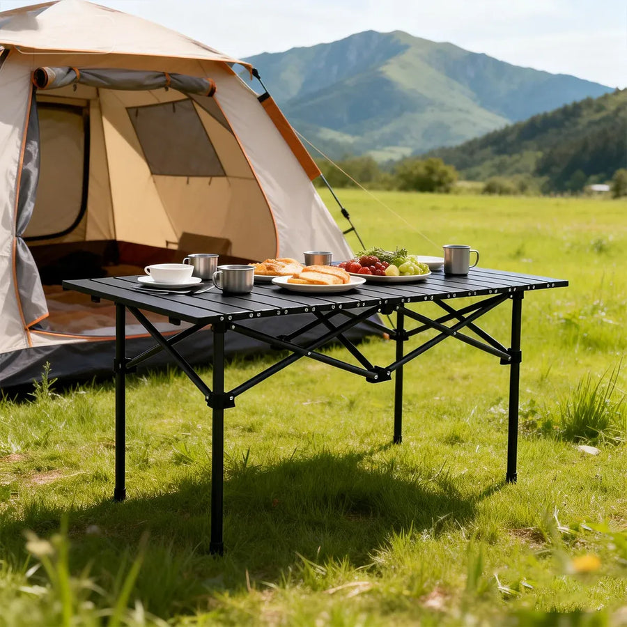 Folding Outdoor Camping Table Portable Aluminium Top Picnic Beach Garden