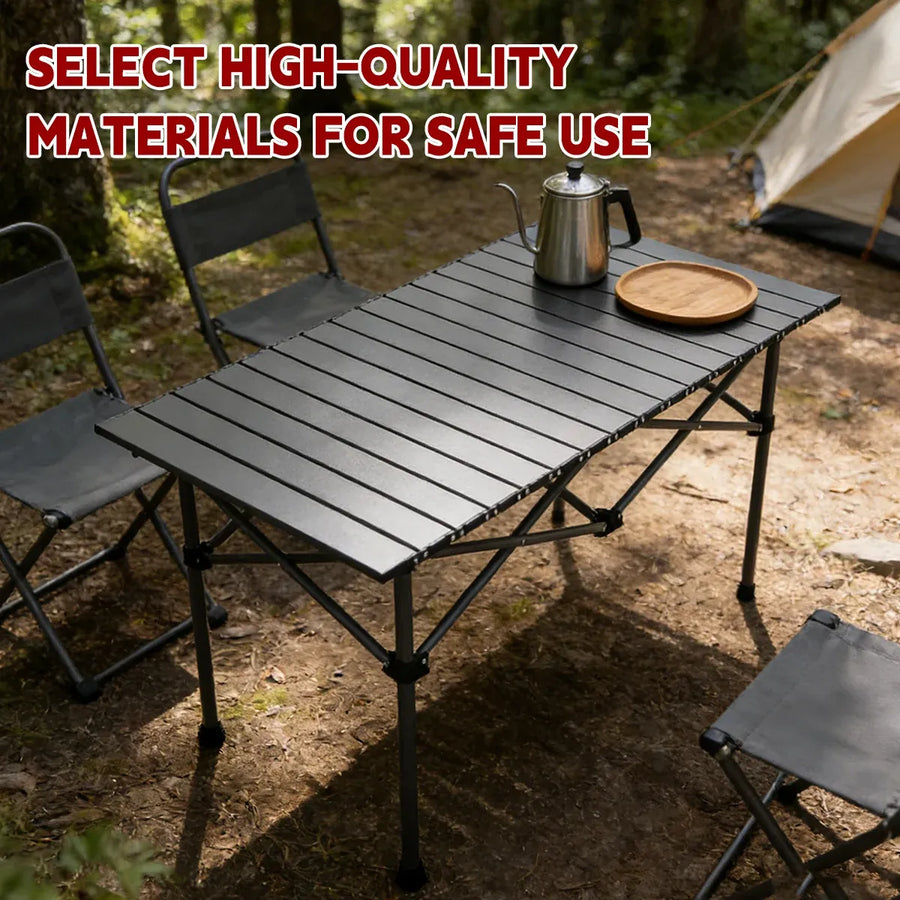 Folding Outdoor Camping Table Portable Aluminium Top Picnic Beach Garden