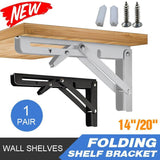Traderight Table Bracket Folding Stainless Steel 150KG Wall Shelf Bench 2PCS - Black 20in