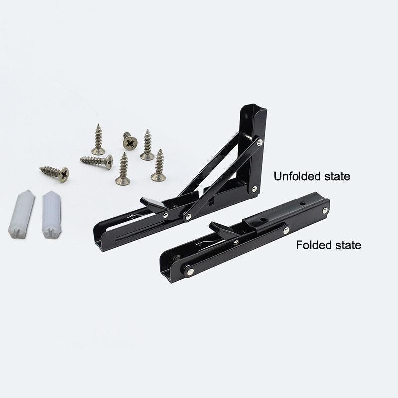 Traderight Table Bracket Folding Stainless Steel 150KG Wall Shelf Bench 2PCS - Black 20in