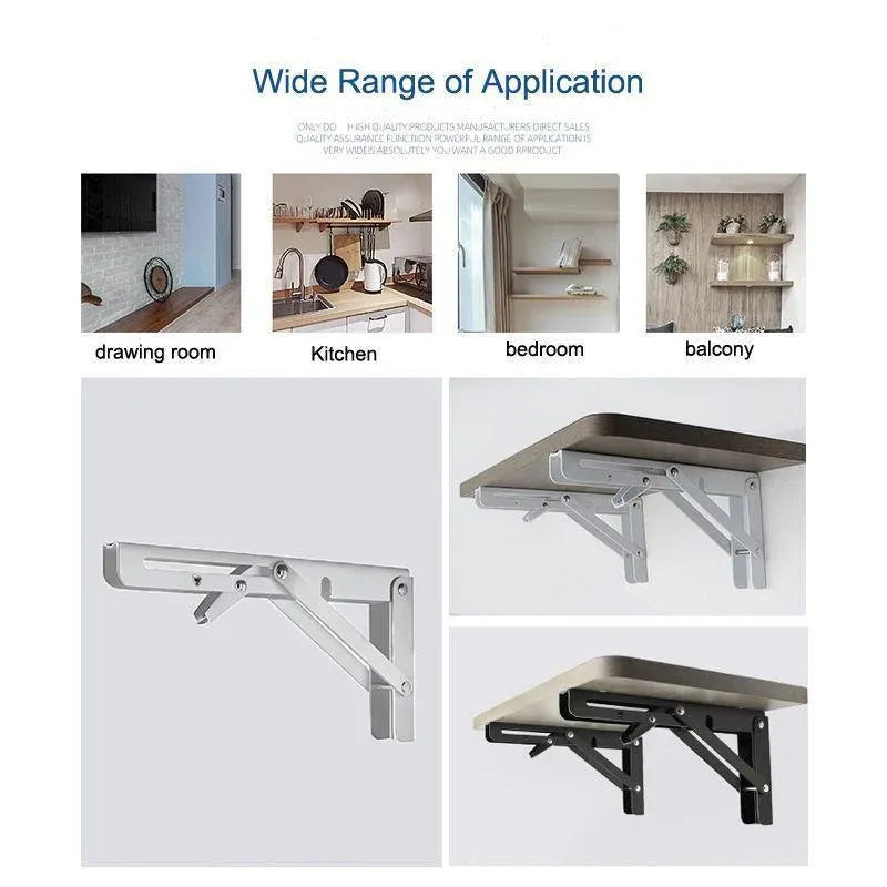 Traderight Table Bracket Folding Stainless Steel 150KG Wall Shelf Bench 2PCS - White 20in