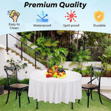 10pcs Round Tablecloth Solid Color Waterproof PEVA Table Cover 213cm Diameter - Black