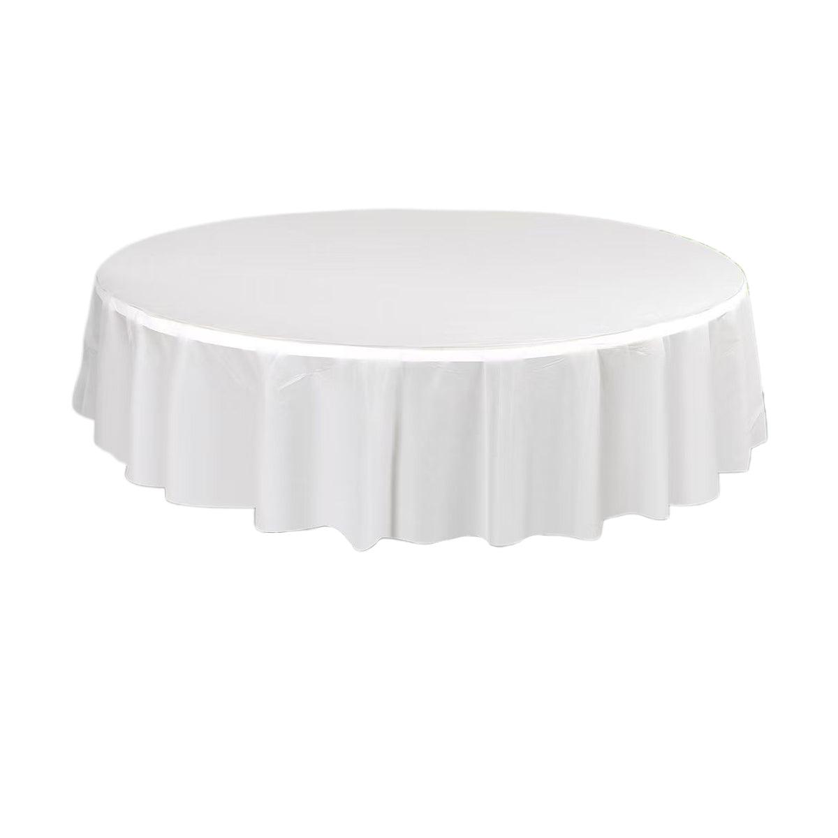 10pcs Round Tablecloth Solid Color Waterproof PEVA Table Cover 213cm Diameter - Black