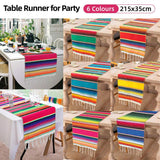 Woven Blanket Tassel Party Tablecloth Home Decoration Table Flags Cover Cloth - Dark Blue