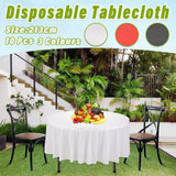10pcs Round Tablecloth Solid Color Waterproof PEVA Table Cover 213cm Diameter - Red - Front View