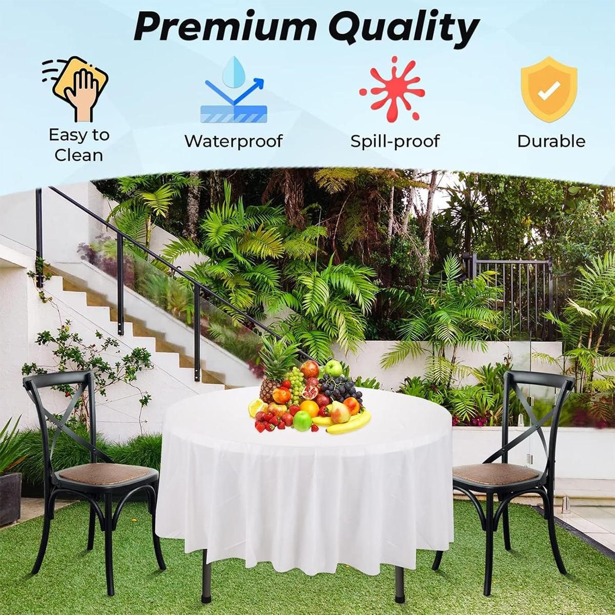 10pcs Round Tablecloth Solid Color Waterproof PEVA Table Cover 213cm Diameter - Red
