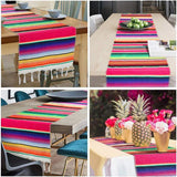 Woven Blanket Tassel Party Tablecloth Home Decoration Table Flags Cover Cloth - Rose Red - Top-Down View