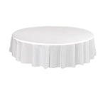 10pcs Round Tablecloth Solid Color Waterproof PEVA Table Cover 213cm Diameter - White