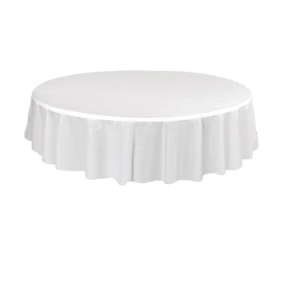 10pcs Round Tablecloth Solid Color Waterproof PEVA Table Cover 213cm Diameter - White