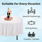 10pcs Round Tablecloth Solid Color Waterproof PEVA Table Cover 213cm Diameter - White