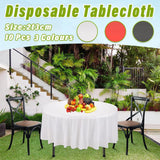 10pcs Round Tablecloth Solid Color Waterproof PEVA Table Cover 213cm Diameter - White