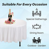 10pcs Round Tablecloth Solid Color Waterproof PEVA Table Cover 213cm Diameter - White - Top-Down View