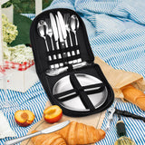 10/20PCS Camping Cutlery Set Outdoor Picnic Utensils Plates Spoons Forks Knives - Black-2 People - Extra Image