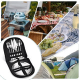 10/20PCS Camping Cutlery Set Outdoor Picnic Utensils Plates Spoons Forks Knives - Black-2 People - Extra Image
