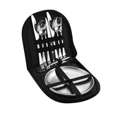 10/20PCS Camping Cutlery Set Outdoor Picnic Utensils Plates Spoons Forks Knives - Black-2 People - Close-Up Angle