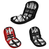 10/20PCS Camping Cutlery Set Outdoor Picnic Utensils Plates Spoons Forks Knives - Red-2 People - Side View