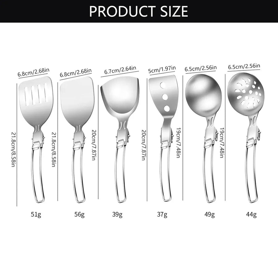 6PCS Camping Kitchenware Set Portable Folding Cooking Spoon Colander Spatula