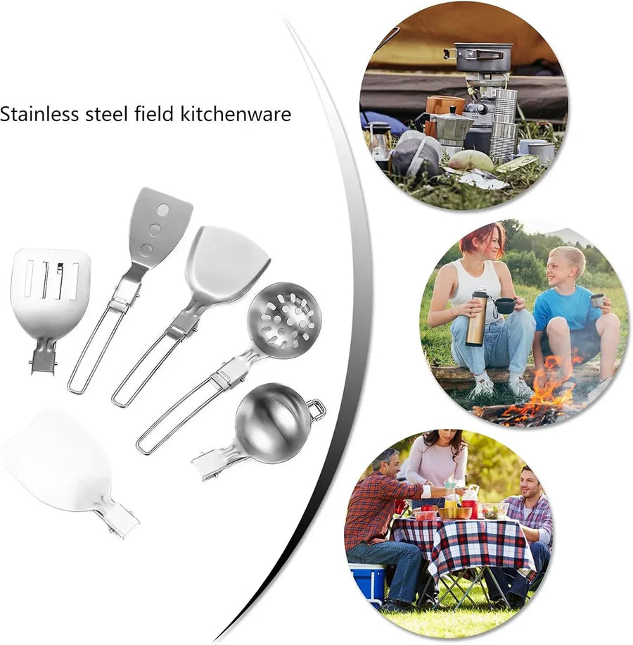 6PCS Camping Kitchenware Set Portable Folding Cooking Spoon Colander Spatula