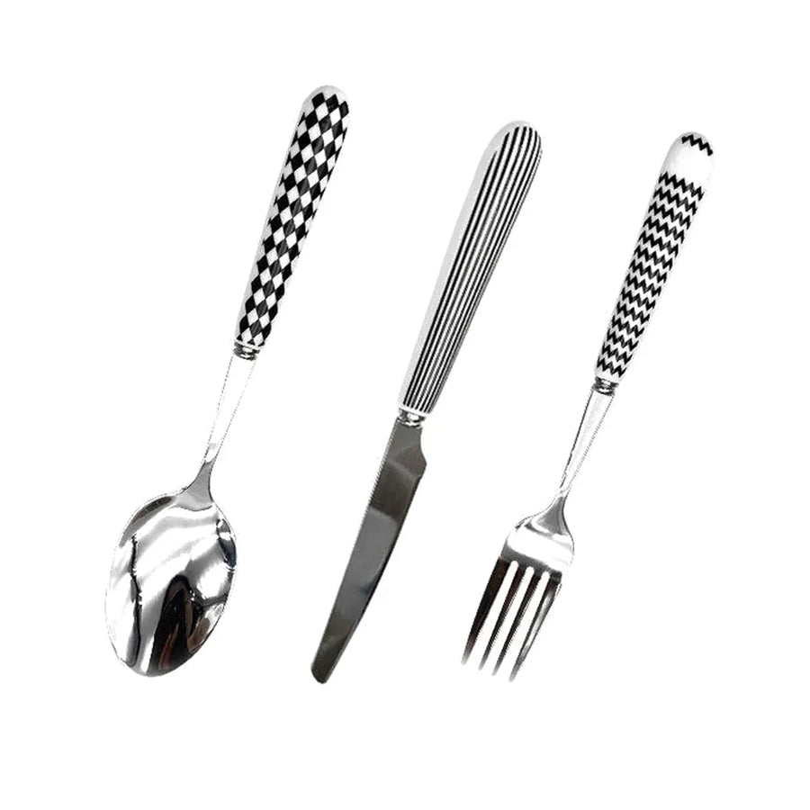 3PCS Stainless Steel Ceramic Handle Cutlery Set for Dining Kitchen Hotel Gift