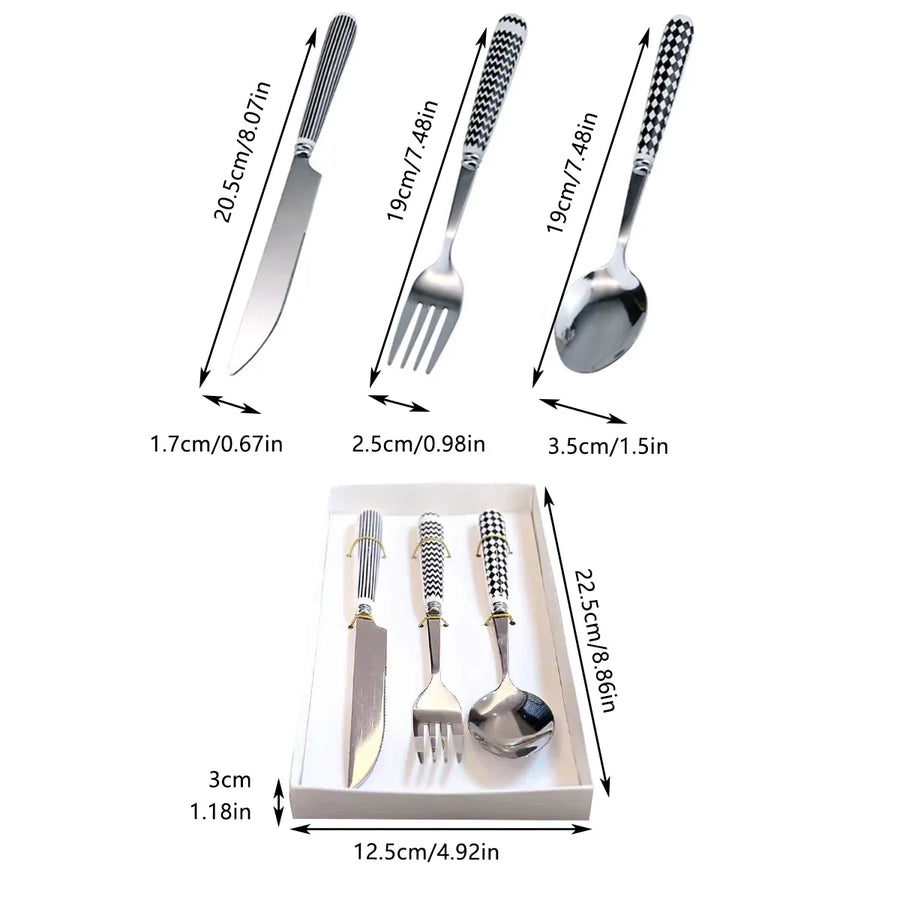 3PCS Stainless Steel Ceramic Handle Cutlery Set for Dining Kitchen Hotel Gift