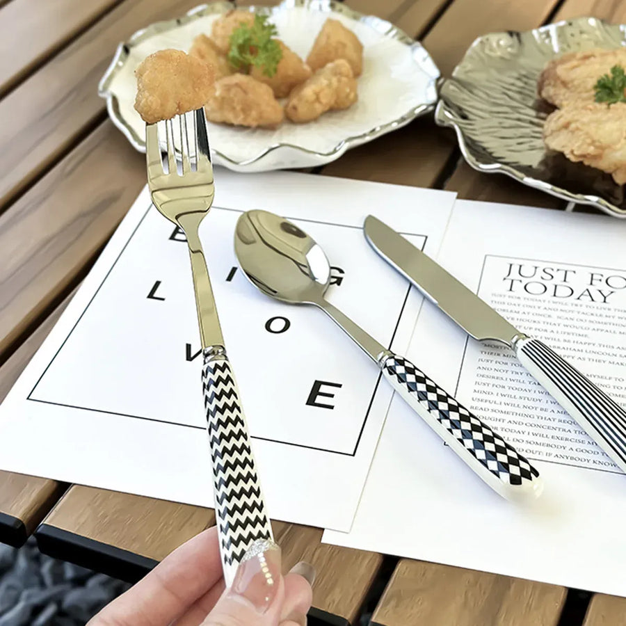 3PCS Stainless Steel Ceramic Handle Cutlery Set for Dining Kitchen Hotel Gift