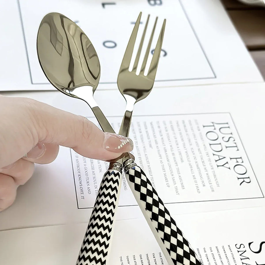 3PCS Stainless Steel Ceramic Handle Cutlery Set for Dining Kitchen Hotel Gift