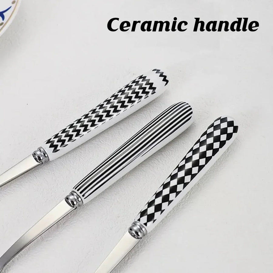 3PCS Stainless Steel Ceramic Handle Cutlery Set for Dining Kitchen Hotel Gift