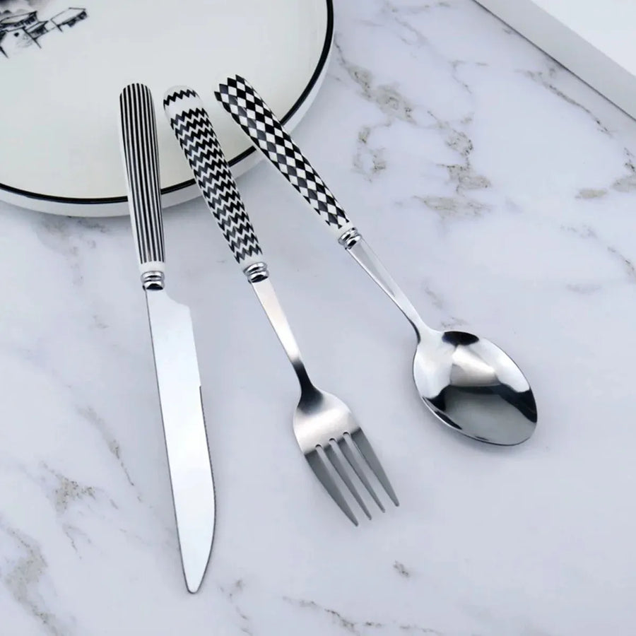 3PCS Stainless Steel Ceramic Handle Cutlery Set for Dining Kitchen Hotel Gift