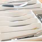 Kitchen Cutlery Large Tray Utensil Organiser Drawer Insert Divider Multi-Purpose - Grey