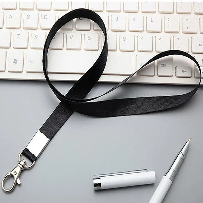 Neck Strap with Clip for ID Badge Name Tag Card Holder Lanyard - White
