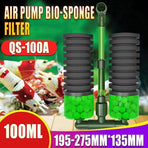 Double Head Aquarium Sponge Filter with Bio Media Box for Shrimp Breeding Tanks