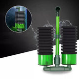 Double Head Aquarium Sponge Filter with Bio Media Box for Shrimp Breeding Tanks - 45-Degree Angle