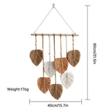 Handmade Braided Cotton Rope Leaves Wall Hanging Home Decoration Ornament - Brown - Top-Down View