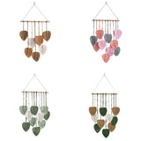 Handmade Braided Cotton Rope Leaves Wall Hanging Home Decoration Ornament - Green - Front View